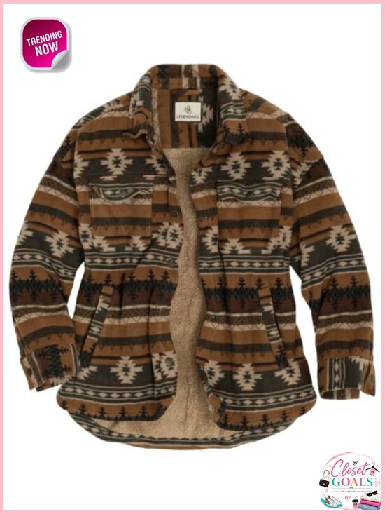 Other - Fleece Shacket Snap Front Shirt Jacket Polyester Relaxed Fit